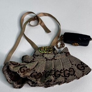 Tan and Black Doll Dress and Purse Set